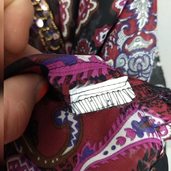 Maurices Mixed Print Embellished Blouse Size 1 - Picture 7 of 10